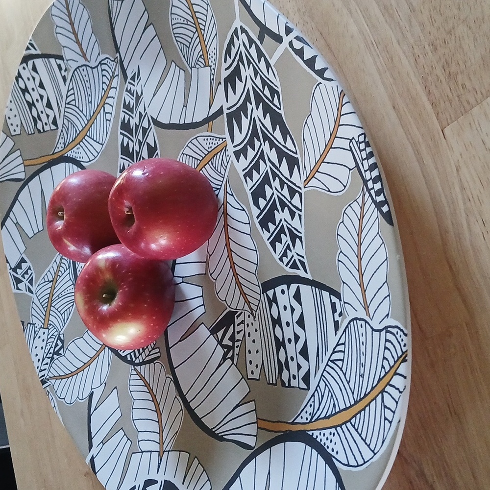 World Market Serving Platter Oval Tray with Leaf Pattern Matte Finish Large Size